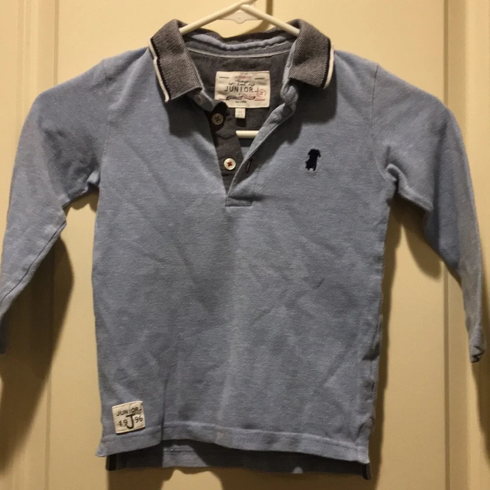 Debenham’s Junior J boys 1/4 button down polo shirt long sleeves size 3-4yrs